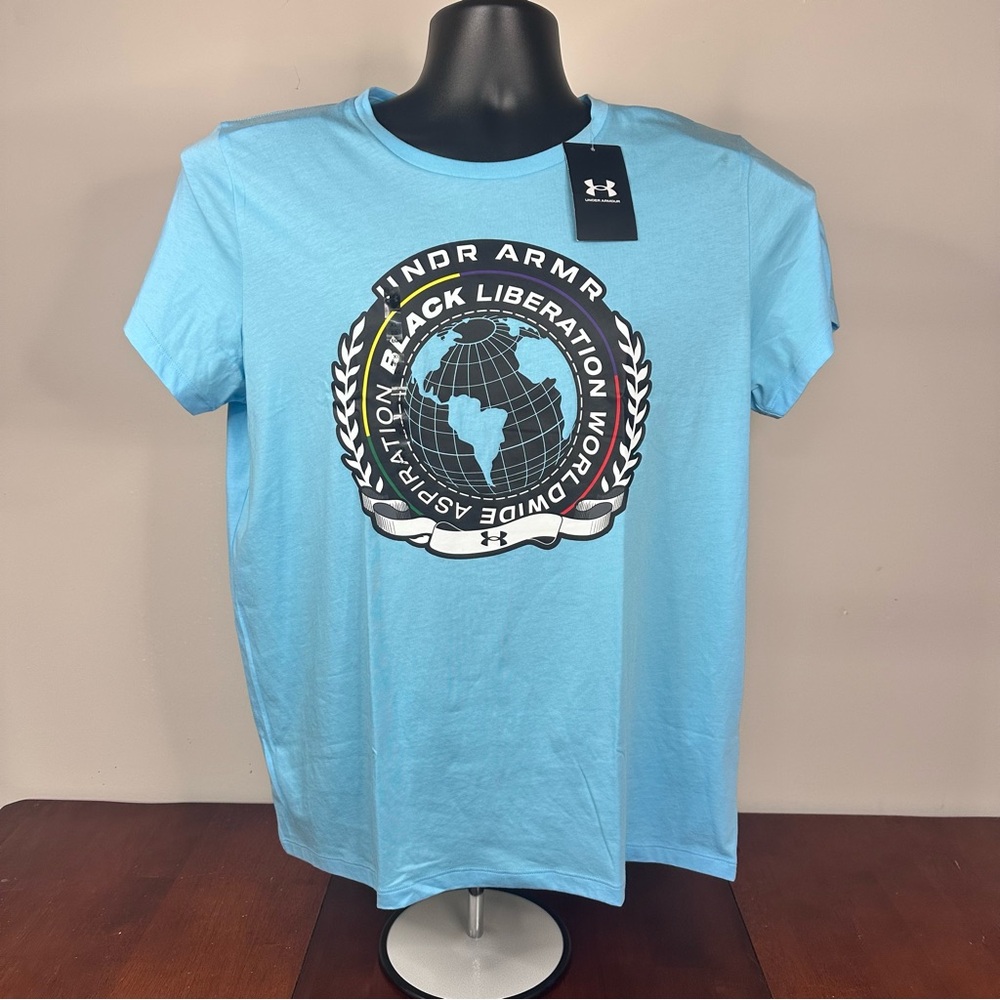 Under Armour Black‎ Liberation Women’s Short Sleeve Shirt Size XL Blue 1383064